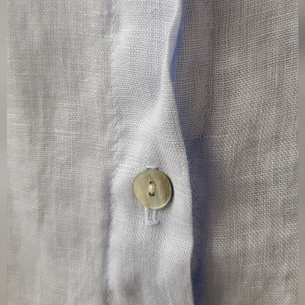 Bella Dahl Linen Pocket Button Down In Perennial Blue XS - Picture 9 of 10